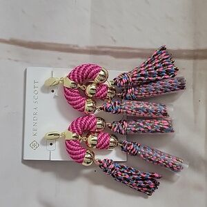 Kendra Scott Masie Statement Tassel Drop Earrings Pink & Gold Summer NWT